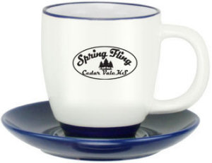 Promotional Ceramic Mugs: 12oz Halo Bistro Mugs with Saucers